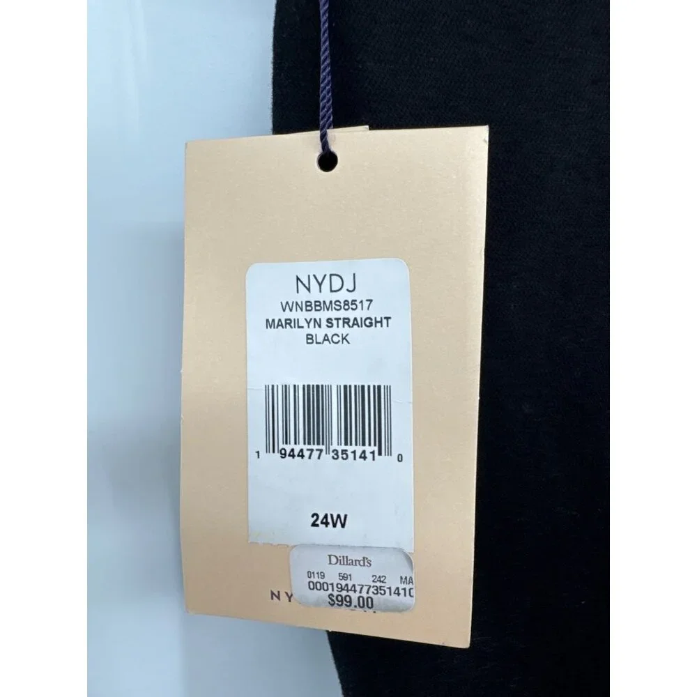 NYDJ Womens Marilyn Straight Leg Jeans Size 24W Black Denim new $99
